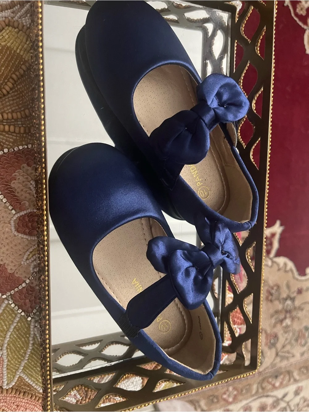 Girls Navy Bow Mary Jane Dress Shoes